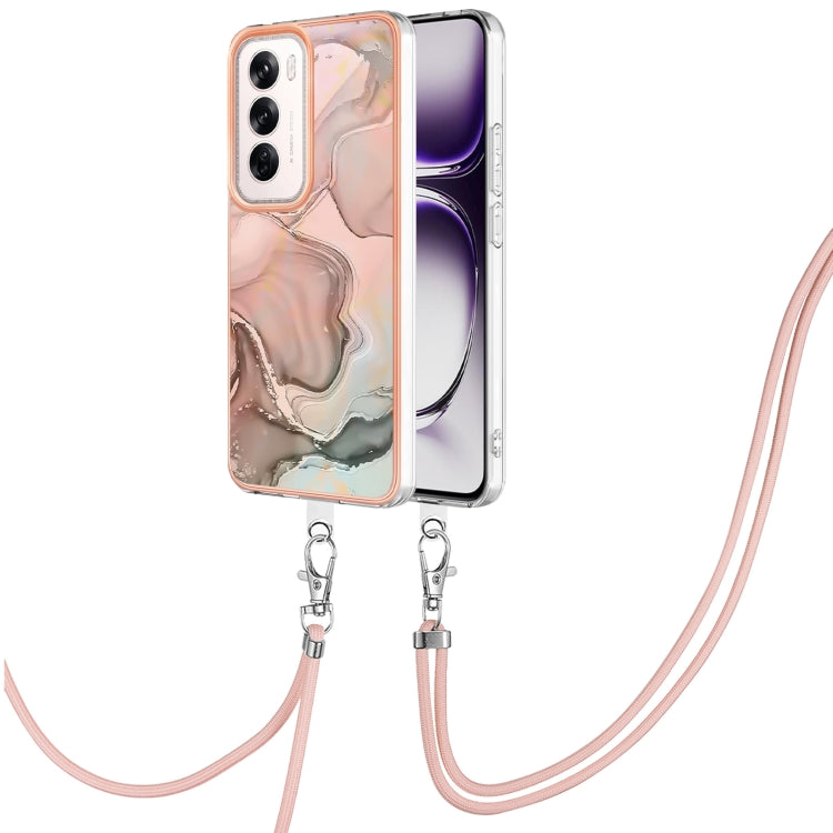 Electroplating Marble Dual-side IMD Phone Case with Lanyard, For OPPO Reno12 Pro Global, For OPPO Reno12 Global, For OPPO A60, For OPPO Reno11 F 5G Global