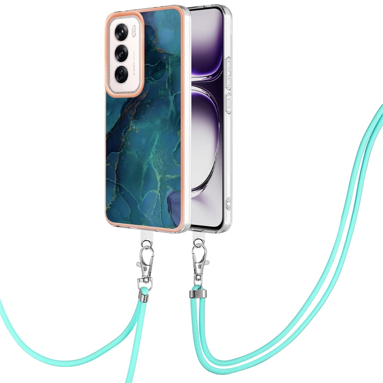 Electroplating Marble Dual-side IMD Phone Case with Lanyard, For OPPO Reno12 Pro Global, For OPPO Reno12 Global, For OPPO A60, For OPPO Reno11 F 5G Global