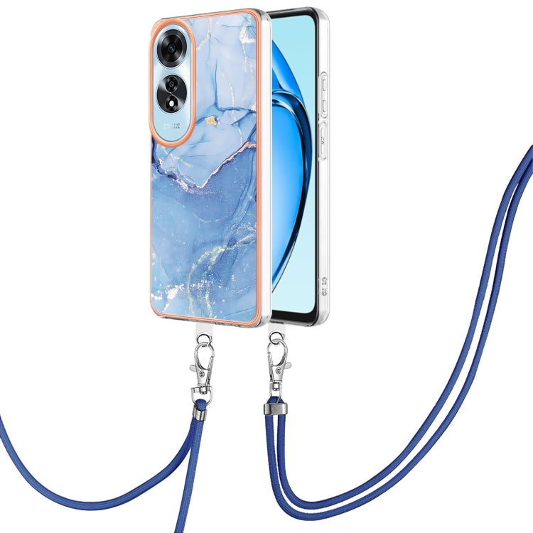 Electroplating Marble Dual-side IMD Phone Case with Lanyard, For OPPO Reno12 Pro Global, For OPPO Reno12 Global, For OPPO A60, For OPPO Reno11 F 5G Global