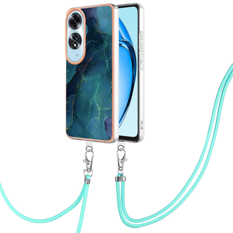 Electroplating Marble Dual-side IMD Phone Case with Lanyard, For OPPO Reno12 Pro Global, For OPPO Reno12 Global, For OPPO A60, For OPPO Reno11 F 5G Global
