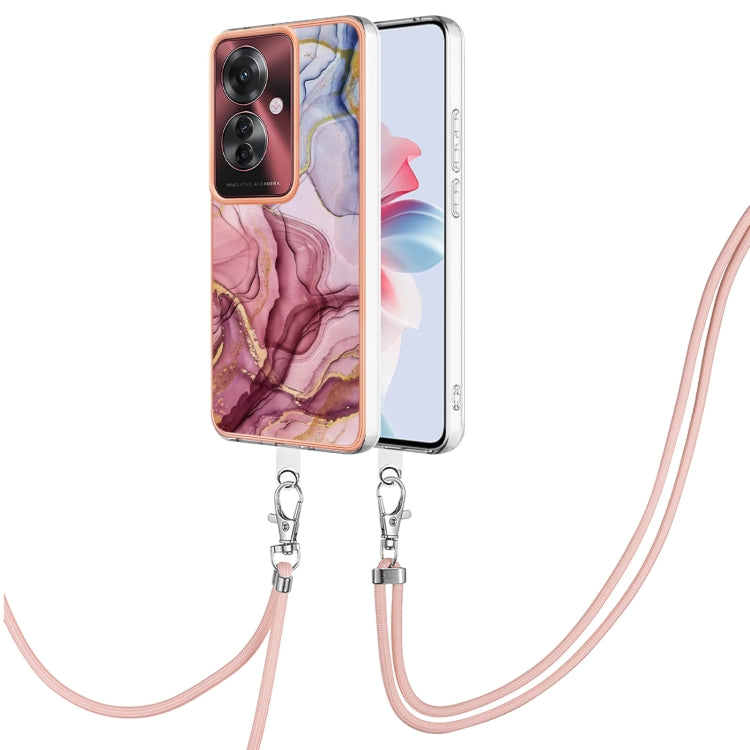 Electroplating Marble Dual-side IMD Phone Case with Lanyard, For OPPO Reno12 Pro Global, For OPPO Reno12 Global, For OPPO A60, For OPPO Reno11 F 5G Global