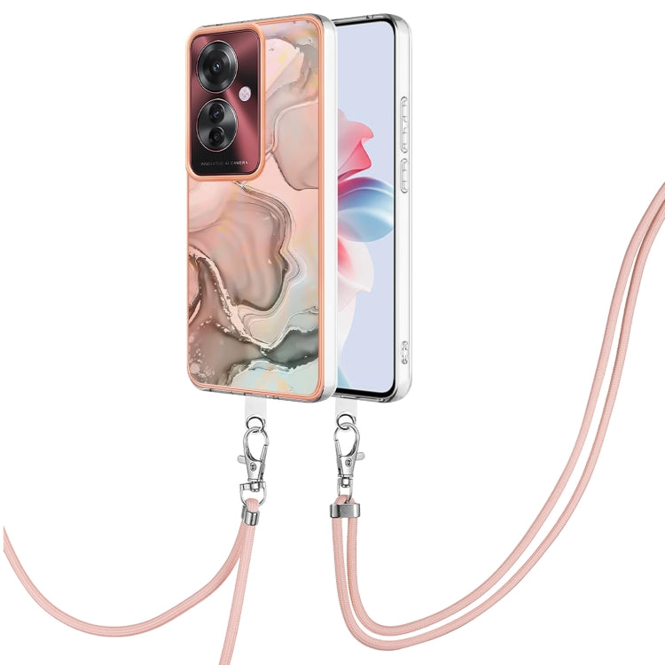 Electroplating Marble Dual-side IMD Phone Case with Lanyard, For OPPO Reno12 Pro Global, For OPPO Reno12 Global, For OPPO A60, For OPPO Reno11 F 5G Global