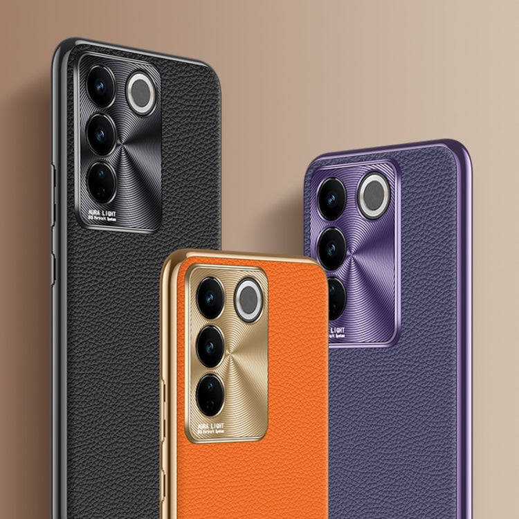 Litchi Texture Genuine Leather Phone Case, For vivo X90 Pro, For vivo X90, For vivo X90 Pro+