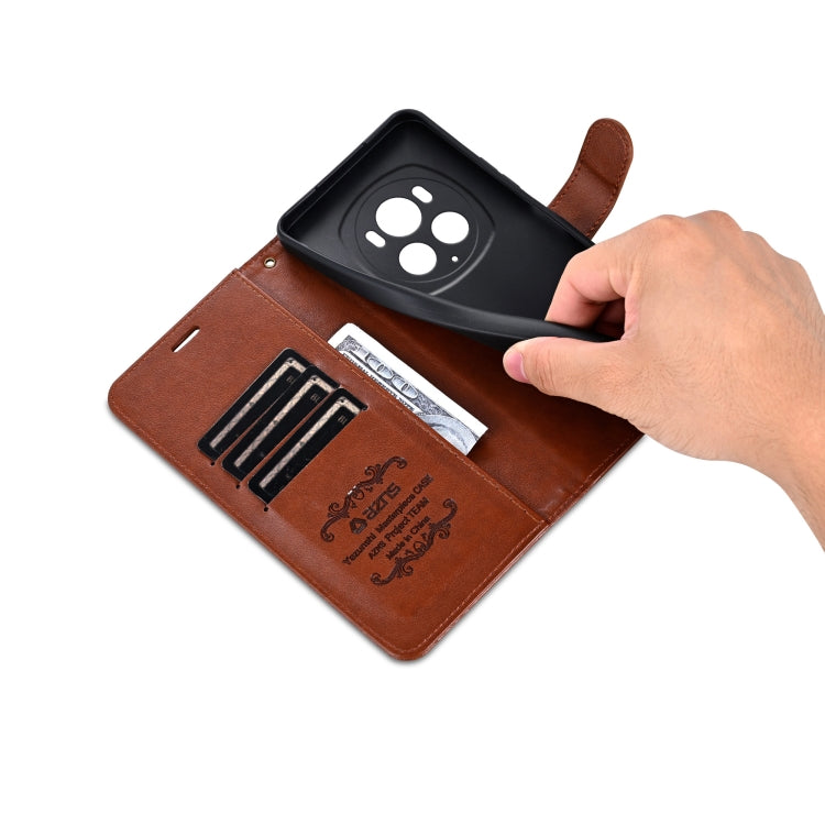 For Honor Magic6 Pro AZNS Sheepskin Texture Flip Leather Phone Case(Brown)