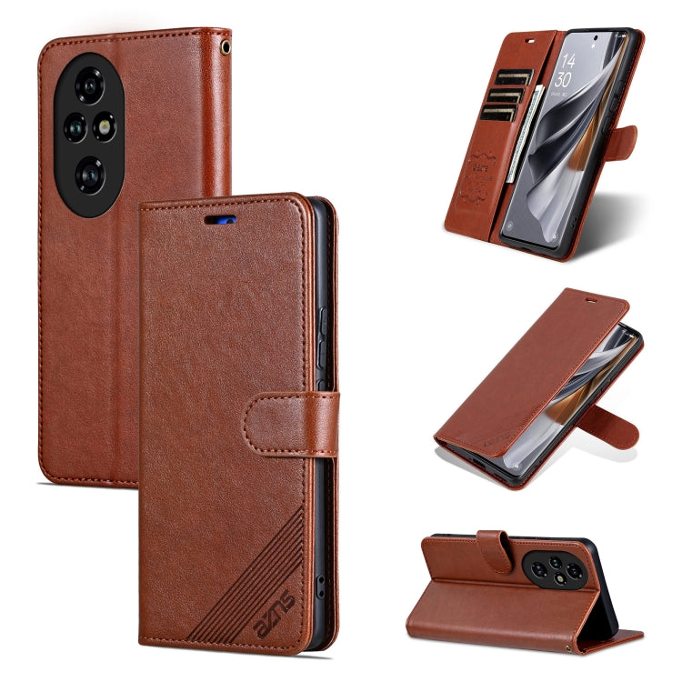 For Honor 200 AZNS Sheepskin Texture Flip Leather Phone Case(Brown)