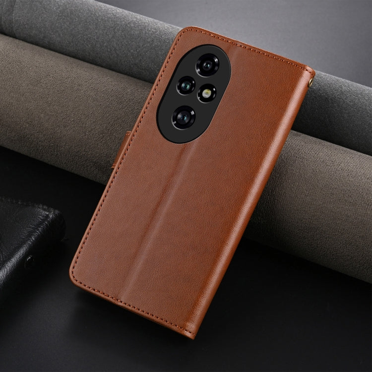 For Honor 200 Pro AZNS Sheepskin Texture Flip Leather Phone Case(Brown)