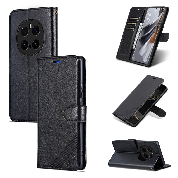 For Honor Magic7 Pro AZNS Sheepskin Texture Flip Leather Phone Case(Black)