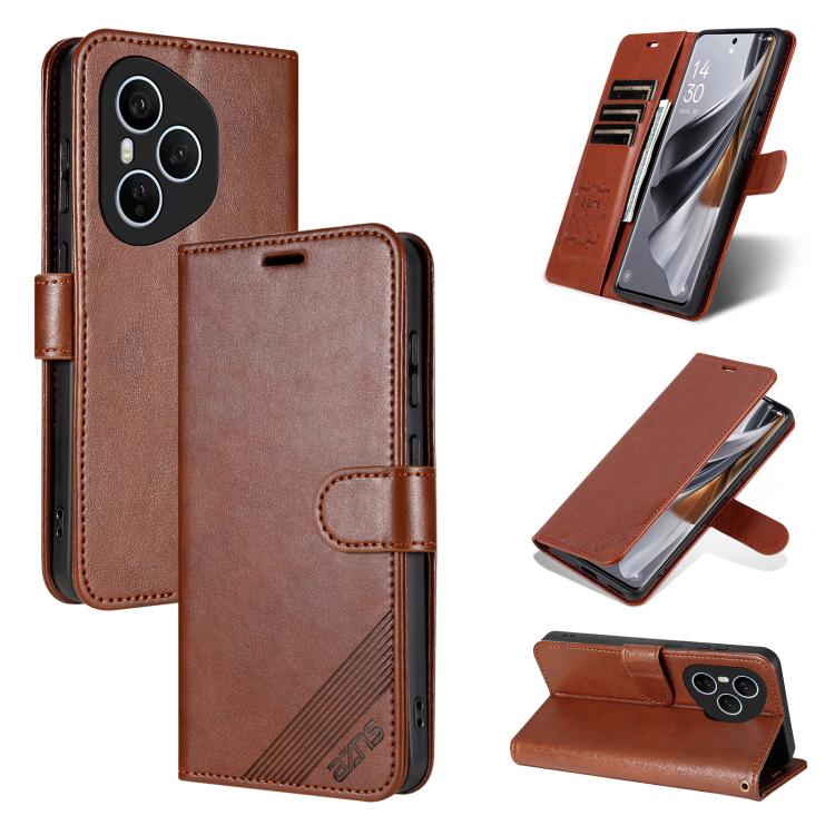 For Honor 400 Pro Global 160.8mm AZNS Sheepskin Texture Flip Leather Phone Case(Brown)