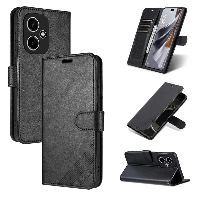 For Honor 400 Global 156.5mm AZNS Sheepskin Texture Flip Leather Phone Case(Black)