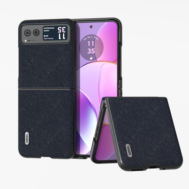 ABEEL Cross Texture Genuine Leather Phone Case, For Motorola Razr 60 Ultra, For Motorola Razr 40, For Motorola Razr 40 Ultra