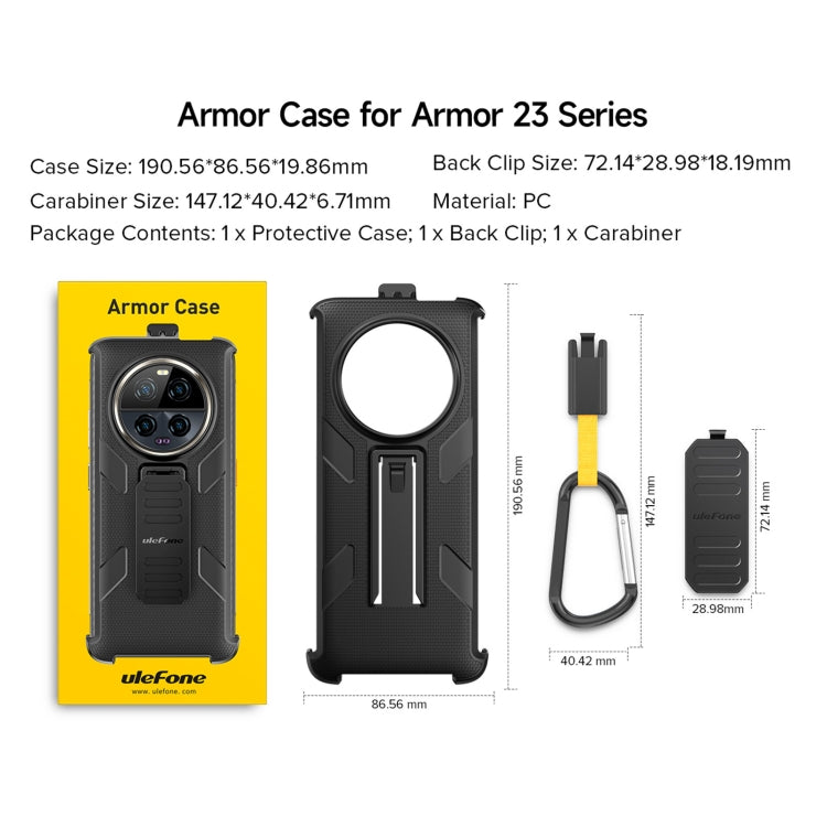 For Ulefone Armor 23 Ultra Ulefone Back Clip Phone Case with Carabiner(Black)