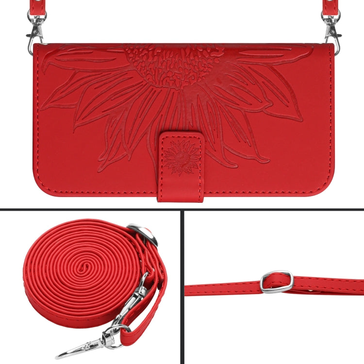 Skin Feel Sun Flower Embossed Flip Leather Phone Case with Lanyard, For Realme 11 5G Global, For Realme C53