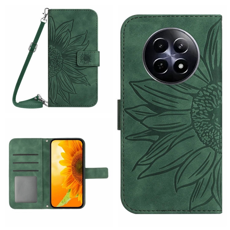 Skin Feel Sun Flower Embossed Flip Leather Phone Case with Lanyard, For Realme 12 5G Global, For Realme 12+ Global