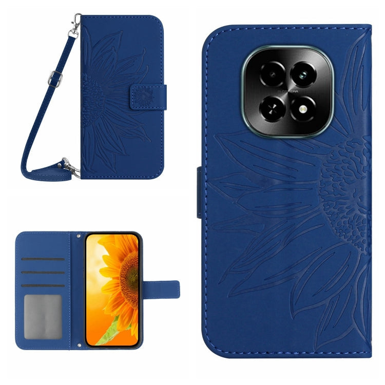 Skin Feel Sun Flower Embossed Flip Leather Phone Case with Lanyard, For Realme C63 5G, For Realme C63 4G Global/ C61