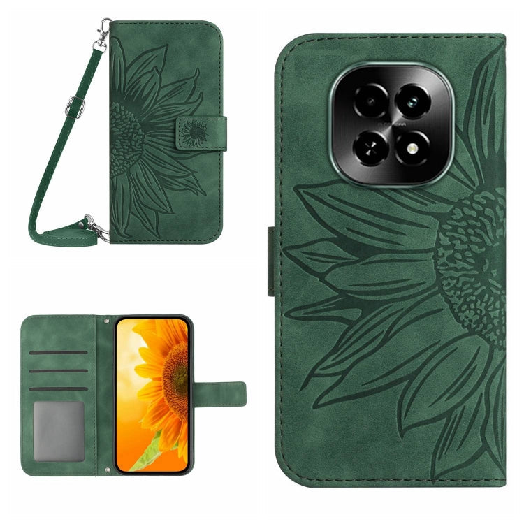 Skin Feel Sun Flower Embossed Flip Leather Phone Case with Lanyard, For Realme C63 5G, For Realme C63 4G Global/ C61