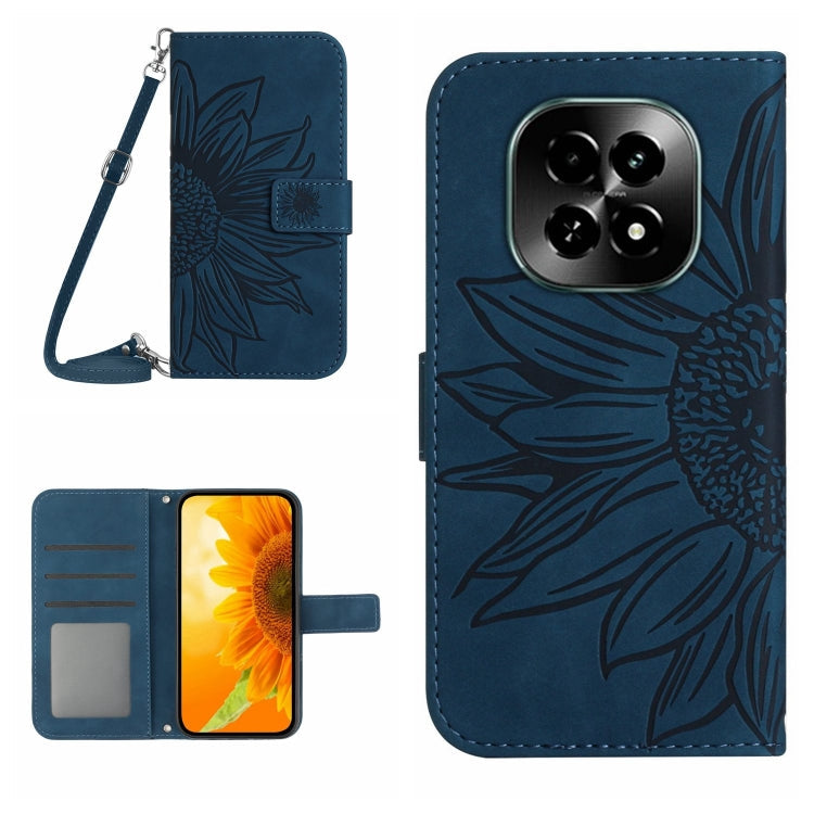Skin Feel Sun Flower Embossed Flip Leather Phone Case with Lanyard, For Realme C63 5G, For Realme C63 4G Global/ C61