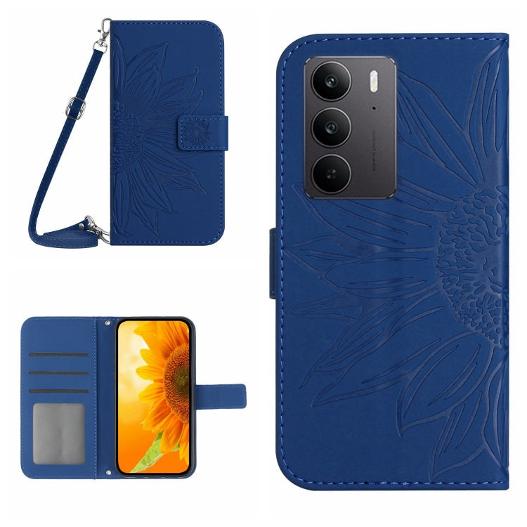 Skin Feel Sun Flower Embossed Flip Leather Phone Case with Lanyard, For Realme 14 Pro+ 5G, For Realme C75 4G