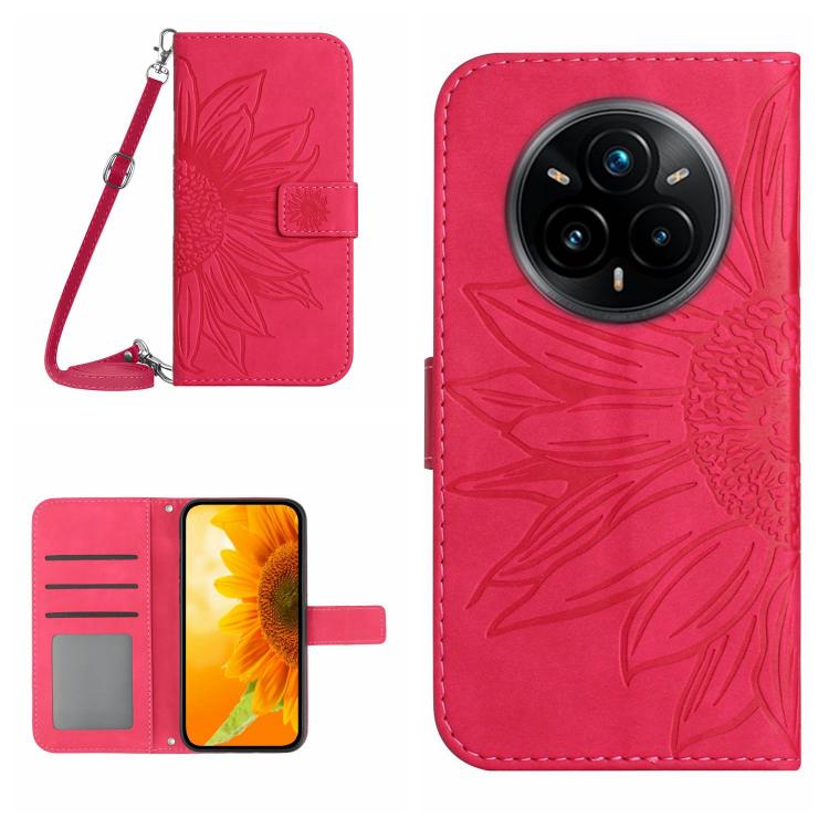 Skin Feel Sun Flower Embossed Flip Leather Phone Case with Lanyard, For Realme 14 Pro+ 5G, For Realme C75 4G