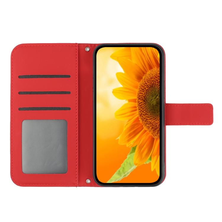 Skin Feel Sun Flower Embossed Flip Leather Phone Case with Lanyard, For Realme 14 5G Global / P3 5G Global, For Realme P3 Pro 5G Global