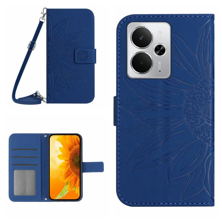 Skin Feel Sun Flower Embossed Flip Leather Phone Case with Lanyard, For Realme 14 5G Global / P3 5G Global, For Realme P3 Pro 5G Global