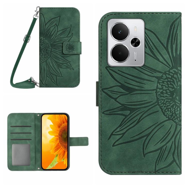 Skin Feel Sun Flower Embossed Flip Leather Phone Case with Lanyard, For Realme 14 5G Global / P3 5G Global, For Realme P3 Pro 5G Global