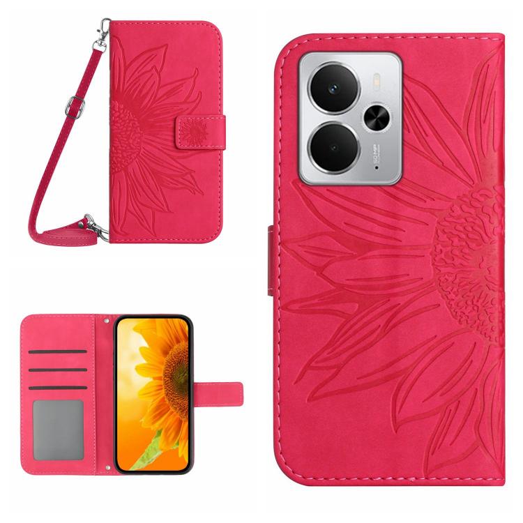 Skin Feel Sun Flower Embossed Flip Leather Phone Case with Lanyard, For Realme 14 5G Global / P3 5G Global, For Realme P3 Pro 5G Global