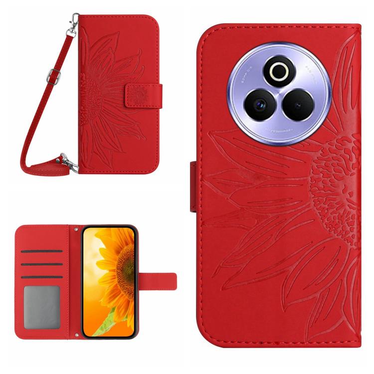 Skin Feel Sun Flower Embossed Flip Leather Phone Case with Lanyard, For Realme 14 5G Global / P3 5G Global, For Realme P3 Pro 5G Global