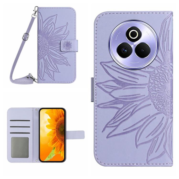 Skin Feel Sun Flower Embossed Flip Leather Phone Case with Lanyard, For Realme 14 5G Global / P3 5G Global, For Realme P3 Pro 5G Global