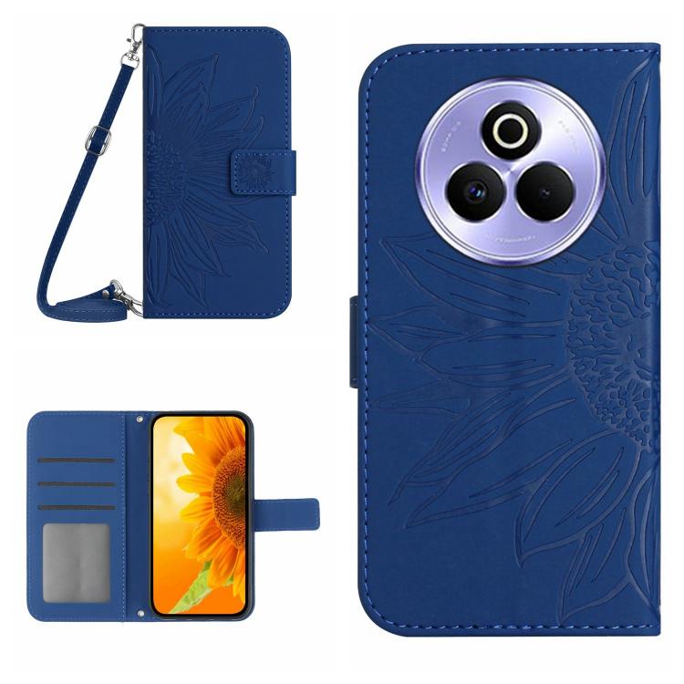 Skin Feel Sun Flower Embossed Flip Leather Phone Case with Lanyard, For Realme 14 5G Global / P3 5G Global, For Realme P3 Pro 5G Global