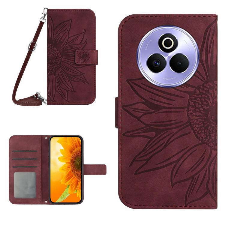 Skin Feel Sun Flower Embossed Flip Leather Phone Case with Lanyard, For Realme 14 5G Global / P3 5G Global, For Realme P3 Pro 5G Global