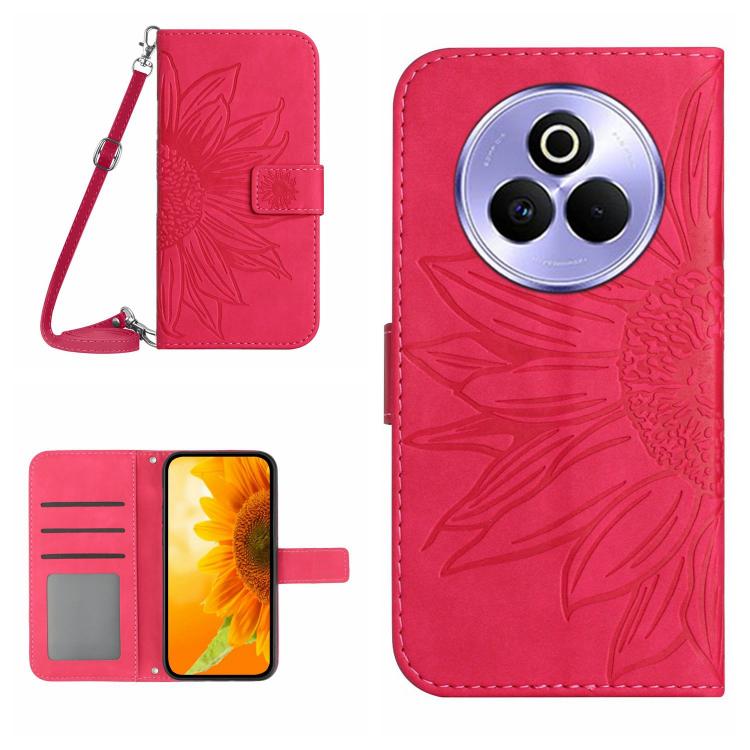Skin Feel Sun Flower Embossed Flip Leather Phone Case with Lanyard, For Realme 14 5G Global / P3 5G Global, For Realme P3 Pro 5G Global