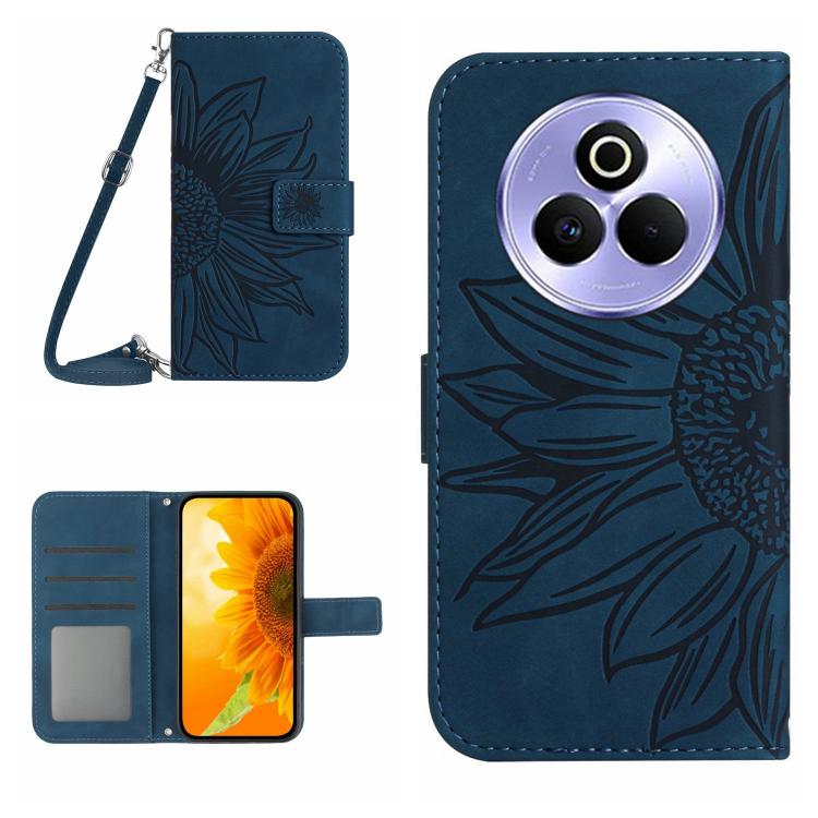 Skin Feel Sun Flower Embossed Flip Leather Phone Case with Lanyard, For Realme 14 5G Global / P3 5G Global, For Realme P3 Pro 5G Global
