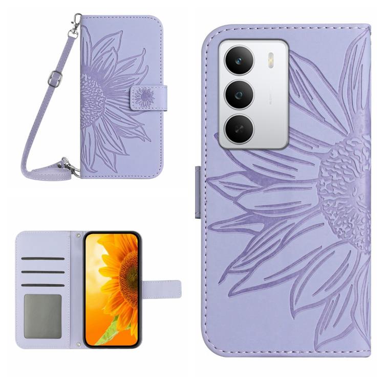 Skin Feel Sun Flower Embossed Flip Leather Phone Case with Lanyard, For Realme C71 4G, For Realme C75 5G