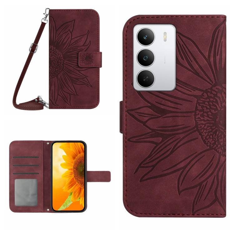 Skin Feel Sun Flower Embossed Flip Leather Phone Case with Lanyard, For Realme C71 4G, For Realme C75 5G