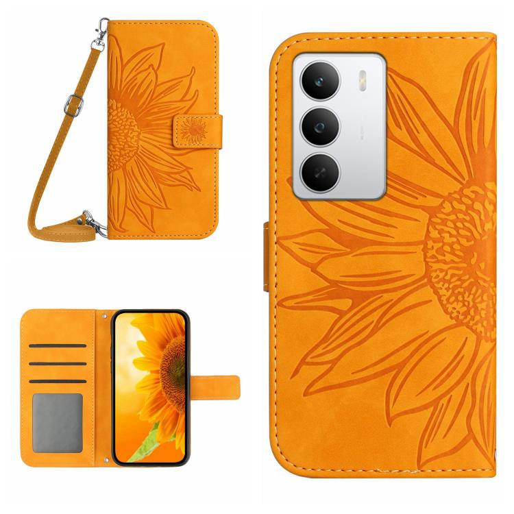 Skin Feel Sun Flower Embossed Flip Leather Phone Case with Lanyard, For Realme C71 4G, For Realme C75 5G