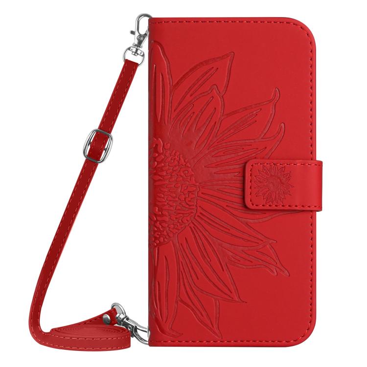 Skin Feel Sun Flower Embossed Flip Leather Phone Case with Lanyard, For Realme 15T 5G, For Realme 15 5G Global / 15 Pro 5G Global