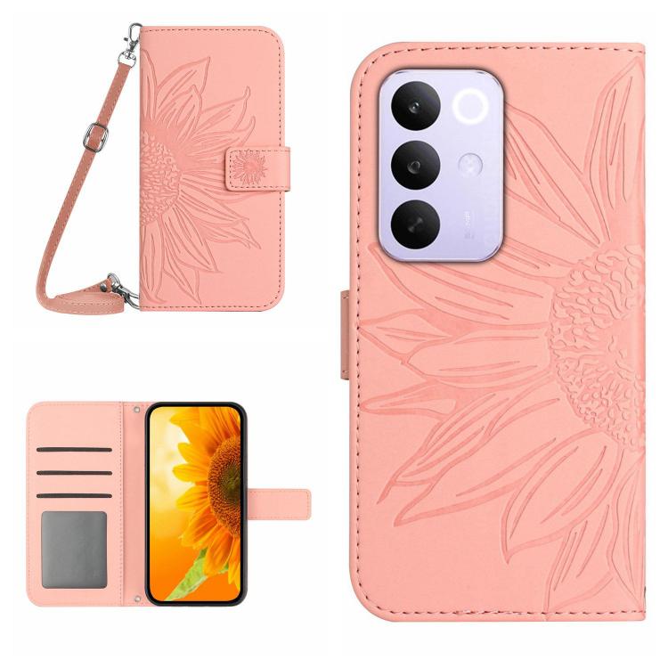 Skin Feel Sun Flower Embossed Flip Leather Phone Case with Lanyard, For Realme C85 5G, For Realme C85 Pro 4G