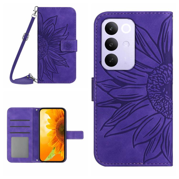 Skin Feel Sun Flower Embossed Flip Leather Phone Case with Lanyard, For Realme C85 5G, For Realme C85 Pro 4G