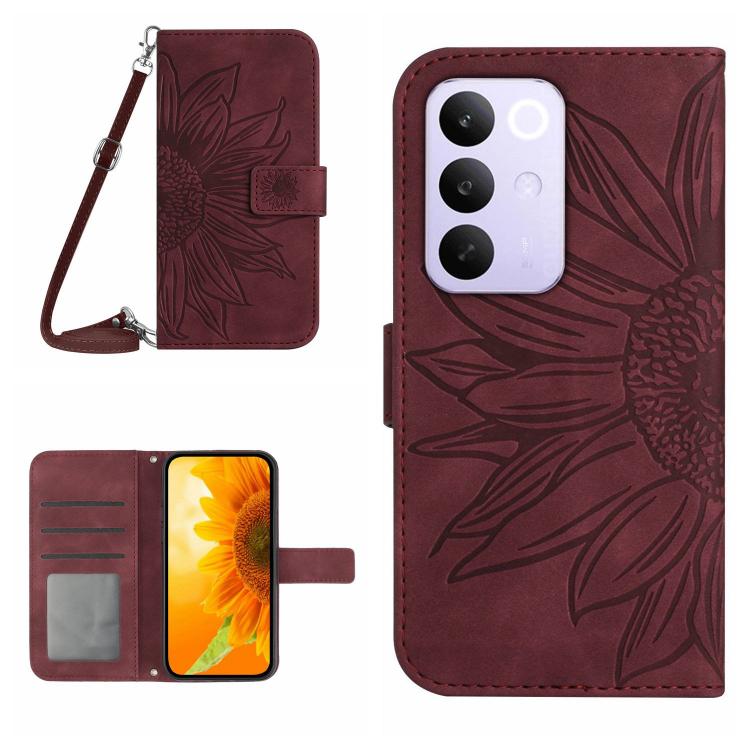 Skin Feel Sun Flower Embossed Flip Leather Phone Case with Lanyard, For Realme C85 5G, For Realme C85 Pro 4G