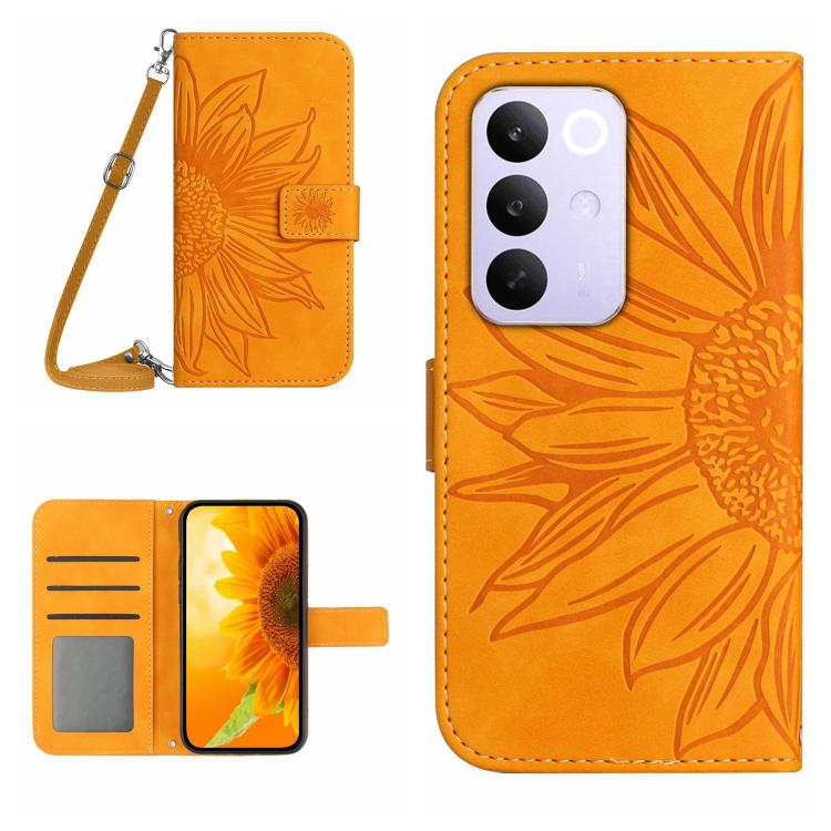 Skin Feel Sun Flower Embossed Flip Leather Phone Case with Lanyard, For Realme C85 5G, For Realme C85 Pro 4G