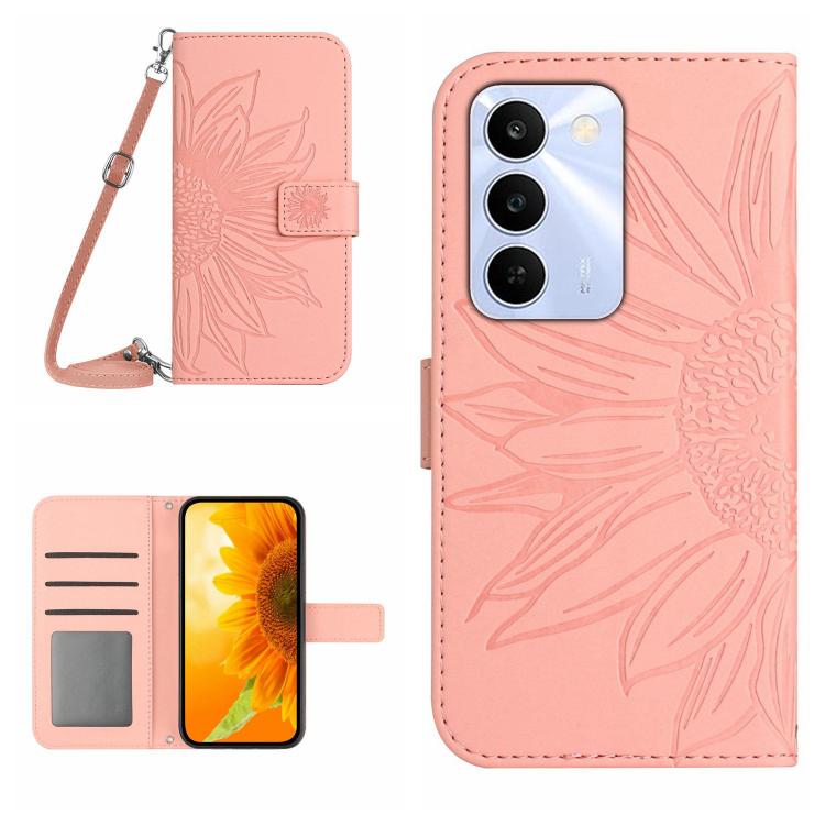 Skin Feel Sun Flower Embossed Flip Leather Phone Case with Lanyard, For Realme C83 5G, For Realme 16 Pro+ 5G