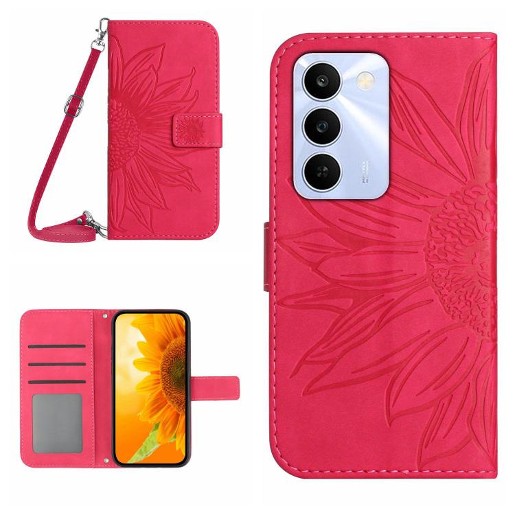 Skin Feel Sun Flower Embossed Flip Leather Phone Case with Lanyard, For Realme C83 5G, For Realme 16 Pro+ 5G