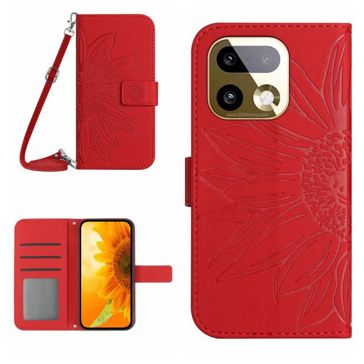 Skin Feel Sun Flower Embossed Flip Leather Phone Case with Lanyard, For Realme C83 5G, For Realme 16 Pro+ 5G