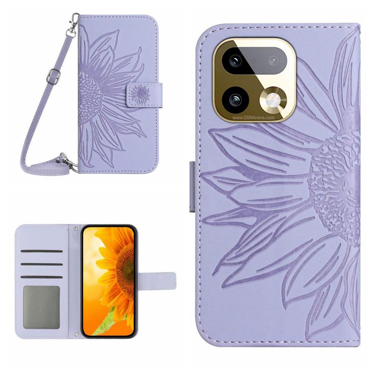 Skin Feel Sun Flower Embossed Flip Leather Phone Case with Lanyard, For Realme C83 5G, For Realme 16 Pro+ 5G