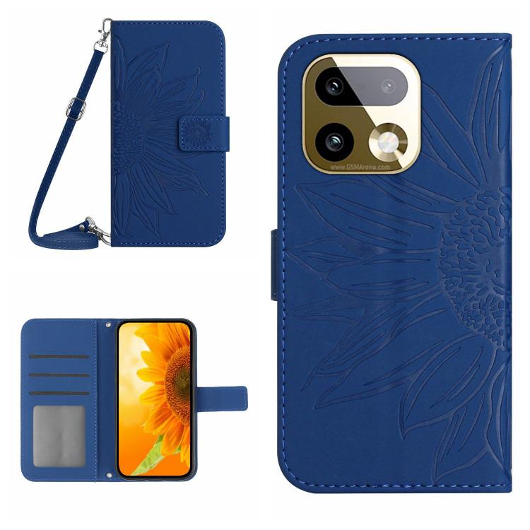 Skin Feel Sun Flower Embossed Flip Leather Phone Case with Lanyard, For Realme C83 5G, For Realme 16 Pro+ 5G