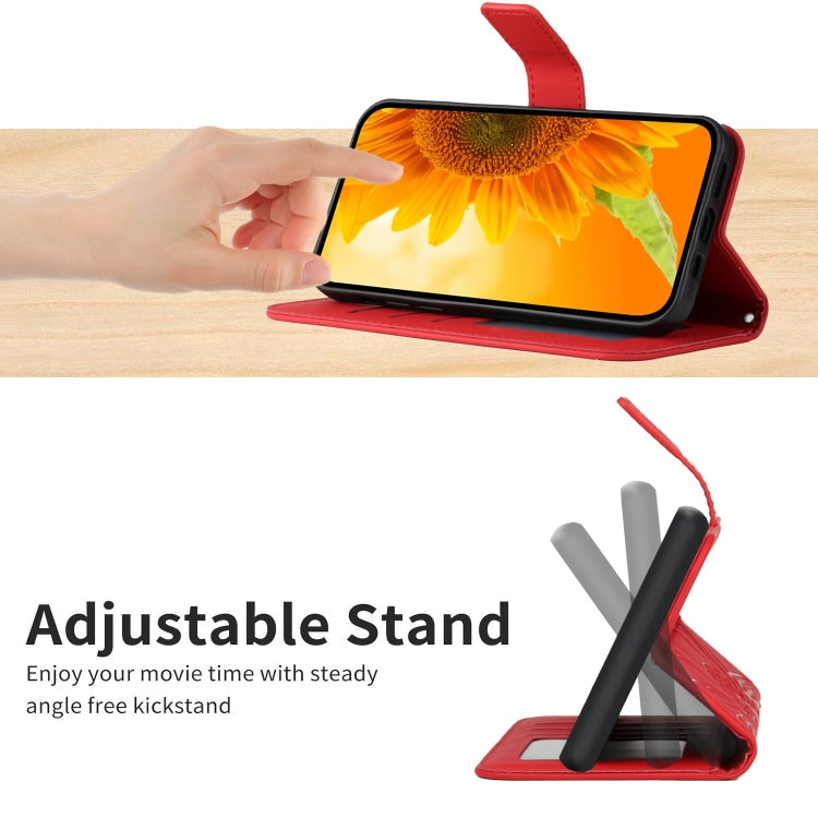 Skin Feel Sun Flower Embossed Flip Leather Phone Case with Lanyard, For iPhone 15 Pro, For iPhone 15 Plus