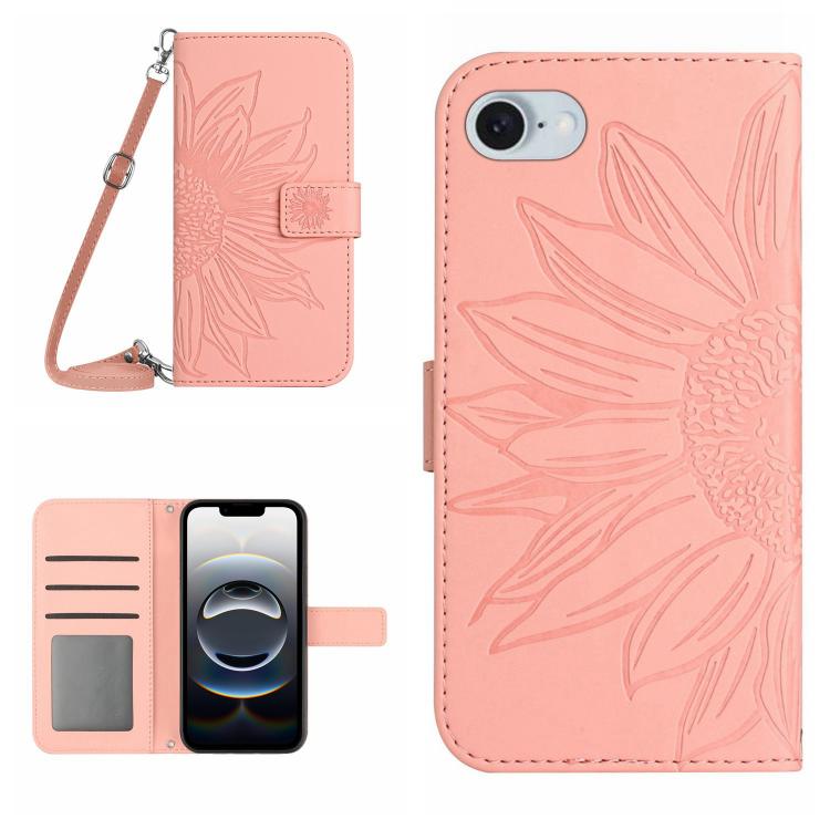 Skin Feel Sun Flower Embossed Flip Leather Phone Case with Lanyard, For iPhone 17e / 16e, For iPhone 17 Pro Max