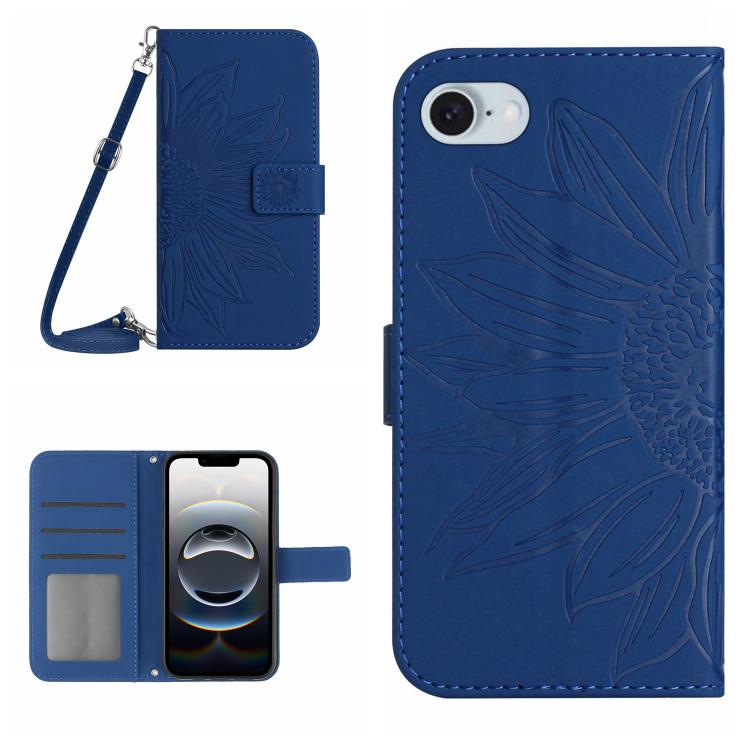 Skin Feel Sun Flower Embossed Flip Leather Phone Case with Lanyard, For iPhone 17e / 16e, For iPhone 17 Pro Max