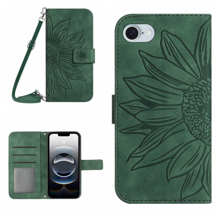 Skin Feel Sun Flower Embossed Flip Leather Phone Case with Lanyard, For iPhone 17e / 16e, For iPhone 17 Pro Max