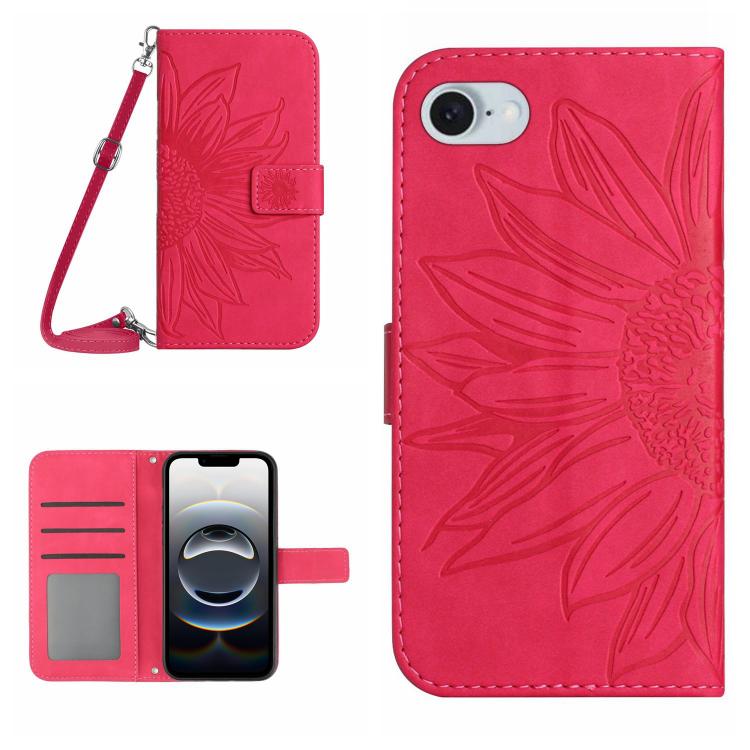 Skin Feel Sun Flower Embossed Flip Leather Phone Case with Lanyard, For iPhone 17e / 16e, For iPhone 17 Pro Max